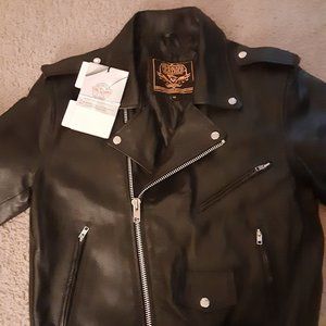 mens size 38 black milwaukee leather punk biker jacket